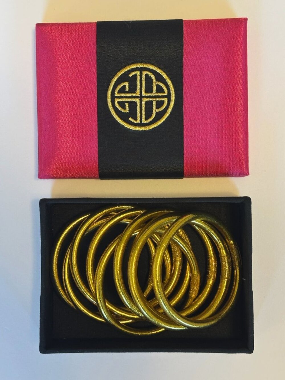 BuDhaGirl Gold All Weather Bangles Set of 9 in Box